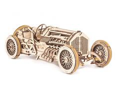 UGEARS 70044 U-9 Grand Prix Voiture de Course, modélisme, Construction Automobile, rétro, Voiture Ancienne avec Moteur et manivelle Maquette en Bois