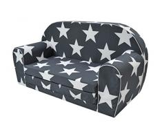 MoMika Canapé Enfants Sofa-Light Enfants | Enfant dans Le Fond Pliable Canapé 2 en 1 et lit | 0-4 Ans (Hearts) (Stars)