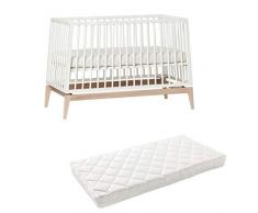 Leander Luna Lit bébé 120 x 60 cm – Blanc/chêne mat + 7 120 cm