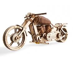 UGEARS VM-02 Moto en Bois à Construire – Kit de Bricolage – Miniature Mécanisée Fonctionnante – Moteur à Elastique, 70051, Multicolore, Taille Unique