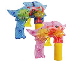 com-four® 2X Pistolet à Bulles au Design Deflin - Machine à Bulles pour Enfants - Pistolet à Bulles également pour Adultes (02 pièces - Dolphin V2)