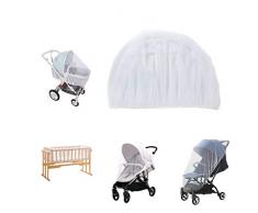 AirSMall Moustiquaire Poussette,Filet à Insectes Universel pour Landau,Filet anti Insecte Abeille Parapluie Protection Bébé Berceau Landau Poussette Extensible Lavable en Machine Blanc