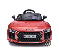 ATAA CARS Audi Spyder - Séige en Cuir, clés, eva -Voiture électrique pour Enfants et Filles Télécommande- Rouge