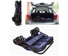 Sexykey KY Poussette pour Bébé Biplace/Chariot pour Animal De Compagnie/Chariot pour Voyage/Chariot De Voyage Poussette pour Poussette/Voiture De Sport pour Enfant/Chariot Pliant,Bleu