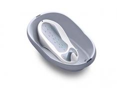 Lot baignoire et transat de bain bébé gris fabriqué en France