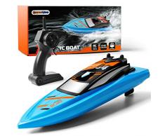 GizmoVine Bateau Telecommandé Jouet Bateau Radiocommandée Jouet Enfants pour Piscines et Lacs 2,4 GHz Contrôleur avec 1 Battery (Bleu)