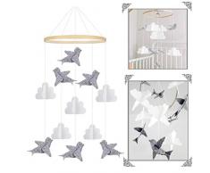 Lit Boules de Feutre,bébé carillons éoliens,Mobile bébé musical Jouet Mobile De Hochet De Berceau, Décoration Accrochante De Cloche De Lit De Feutre Lit BéBé DéCoration de Plafond