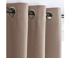 PONY DANCE Décoration de Fenêtre Rideaux Occultants - Rideau Unicolore Lumineux Isolation Thermique pour Enfants/Draperies pour Travailleurs de Nuits, L 117 sur H 137 cm, Taupe, 1 Pair