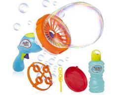 KreativeKraft Machine a Bulles, Jeux Exterieur Enfant Jouet 2 en 1 Pistolet à Bulle Automatique Et Bulles Géantes, Solution Bulles De Savon Incluse, Cadeau Enfant