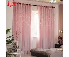 Princesse Stars Curtains, panneau de voile élégant double couche évidée Rideaux doccultation étoilée Rideau de fenêtre baie décorative romantique pour le salon Chambre