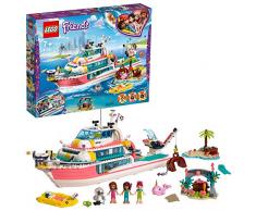 LEGO-Le Bateau de Sauvetage, Inclus 3 Mini Poupées Olivia, Andréa et Mia, Plus Zobo Le Robot et Un Narval Friends Jeux de Construction, 41381, Multicolore