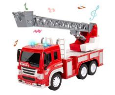 HERSITY Camion de Pompier Véhicule avec Son et Lumière Jouet de Voiture Plastique Jeu Educatif Cadeau pour Enfant