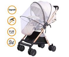 Moustiquaire/Protection anti-insectes universelle pour landau, poussette et lit parapluie Optimale contre les piqûres, Tissu à Mailles résistante, solide et lavable - Gris