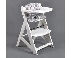 Chaise Haute en bois Ajustable Chaise bébé Escalier chaise BLANC 6551-W