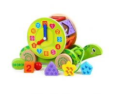 Lalia Jouet à Tirer pour Les Enfants à partir de 2 Ans, Jouets en Bois, à Moteur de Tortue à Tirer coloré, Cadeau pour à Moteur pour Enfants, coloré 2+ Enfants en Bas âge