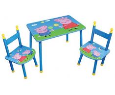 Fun House Peppa Pig Table avec 2 Chaises pour Enfant, MDF/Métal, 60 x 40 x 44 cm