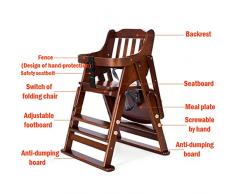 IMBM STYLE Chaise d'alimentation pour bébé, Chaise d'alimentation en Bois Solide en Bois Massif, réglable et multifonctionnelle pour 1-6 Ans,C