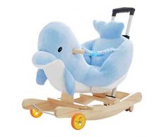 Cheval à bascule QIQIDEDIAN Cheval en Bois Massif Double Usage bébé Chaise à Bascule Berceau Cadeau pour bébé