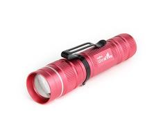 UltraFire Lampe Torche Petite LED Mini Lampe Poche Focus Réglable 3 Modes 250 Lumen,J3,Zoomable Torche étanche Torche Tactique (Rose)