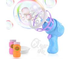 FORMIZON Pistolet à Bulles Enfant, Machine à Bulles Savon Automatique, Bubble Ventilateur 2 Types de Formes de Bulles, Jeu dété Bubble pour Enfants de Plage Piscine Jardin