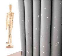 Lot De 2 Rideaux Gris Etoiles, Rideaux Enfants Etoiles (gris, 140x230cm)