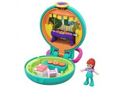 Polly Pocket Mini-Coffret Univers bleu Barbecue Party avec mini-figurine Lila, 2 surprises et 3 accessoires, jouet enfant, édition 2020, GKJ43