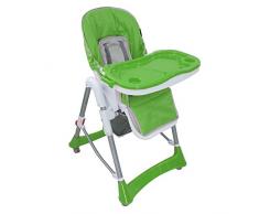 Todeco - Chaise Haute pour Bébé, Chaise Pliante pour Bébé - Taille déployée: 105 x 75 x 60 cm - Matériau: PP - Vert