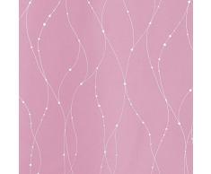 Deconovo Lot de 2 Rideaux Occultants Rose pour Enfant Fille Isolant Thermique Rideaux à Oeillets Les Point-Lignes Imprimés Argents 140x175cm