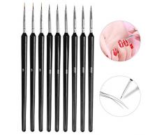 WOWOSS Set de Pinceaux Fins pour Peinture Acrylique Aquarelle Maquette, Pinceaux Détails Minutieux pour Nail Art Ongles (3 Tailles, 9 pcs)