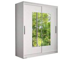 JUSTyou Dorrigo Armoire Penderie Garde-Robe Portes coulissantes (HxLxl): 200x150x58 cm Couleur: Blanc