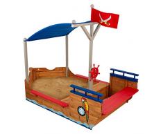 KidKraft 128 Bac à sable Bateau de Pirate, structure extérieur pour enfant, aire de jeux