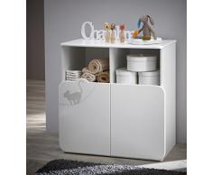 Demeyere 147977 Commode Table A Langer 70X55CM 2 Portes/2 NICHES Kitty, Panneau de Particules/MDF, Blanc/Taupe