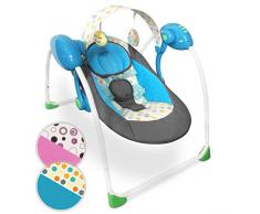 Balancelle Musicale pour Bébé - avec Arche de Jeux, 5 Vitesses de Balancement, Siège Réglable et 8 Mélodies, Couleur au Choix - Transat Berceau Balancoire Chaise Bebe Musique Jouets (Bleu)