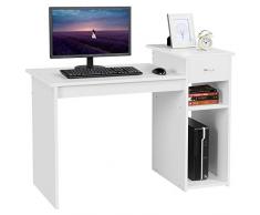Yaheetech Bureau Informatique avec Tiroir 112 x 50 x 82 cm Meuble de Bureau Modern pour Ordinateur Table Informatique de PC pour étude Chambre Enfant Blanc