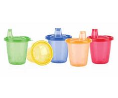 Nûby Set de Gobelets, 6 pièces de Tasse et 6 Pièces de Couvercles, 210ml, Couleur Assortie