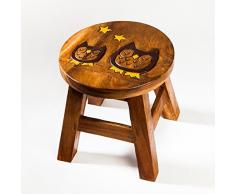 Tabouret solide pour enfant, bois, Motif : chouette