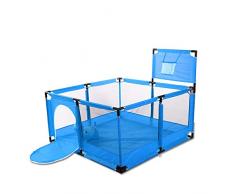 Clôture De Parc Denfant Pour Bébé, Aire De Jeux Sécurité Avec Panier De Basket, Grand Centre De Jeu De Cour De Récréation Pour Bébé (Bleu)