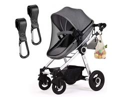 Gnews Moustiquaire Protection Anti-insectes/mosquito Universelle pour Landau et [2 pack] Crochet de Poussette Universel pratique pour Sacs et et sac à provisions sur un Landau - Noir