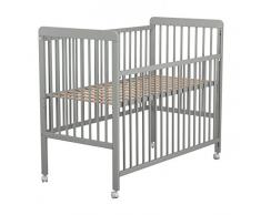 Lit bébé coulissant en bois laqué gris Baby Fox avec roulettes 3 hauteurs 60 x 120 cm