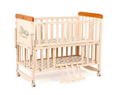 GXYLTT Bois massif Lit bébé, Rails de dentition Grand mosquito netting rideaux 3 positions base Hauteur réglable La balançoire Roue Pin Poids du corps Allonger-A 104 * 60 * 89cm