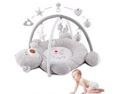 PUDDINGT® Tapis Déveil Bébé Musical, Dès La Naissance, Ours Polaire Baby Gym Jeu De Cerveau avec Plus De 5 Jouets Et Activités