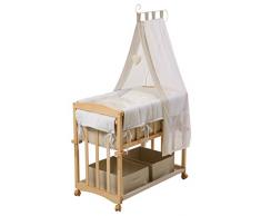 roba Berceau cododo ‘Babysitter 4 en 1’, bois naturel, collection ‘Lovely Bear’, utilisable comme cododo, berceau (avec pieds balancelle), petit lit (avec roulettes) et banc, avec matelas