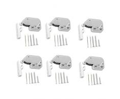 inherited 6 pièces Fermeture à Ressort Porte dArmoire, Loqueteaux à Ressort Loqueteaux pour Porte Mini Latch avec Plaque de Retenue, Automatique pour Portes Battantes de Placard Avec des vis