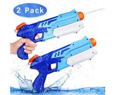 Ucradle 2 Pack Pistolet à Eau Jeux Plein Air Longue Distance, 300ml Suqirt Gun 9m Rage, de tir Jouets dété Plein Air, Enfants et Adultes