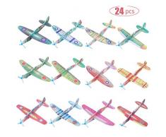 FORMIZON 24 Pack Avion Polystyrène Planeurs en 12 Motifs Différents Modèle Avion Mousse Main Lancer Planeur pour Les Pochettes-Surprise, Récompense à lÉcole, Jouets Avions Styrol pour Pinata