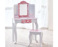 Teamson Kids TD de 11670b Coiffeuse avec tabouret Fashion Prints Reproduction Zèbre – Coiffeuse pour enfant Multicolore