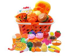 DigHeath 34 pièces Jouet à Couper, Fruits et Légumes à Couper Panier Cuisine, Jeu Dimitation, Éducatif Tôt Développement Intellectuel pour Bébé Enfant