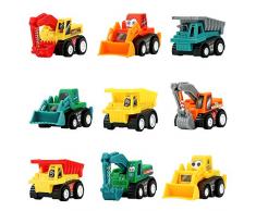 Voiture Enfant Maquette Petite Voiture Tracteur Jouet Vehicule Mini Camion Benne Voiture Miniature Jouet pour Enfant Fille Garcon 3 4 5 Ans 9 Pcs