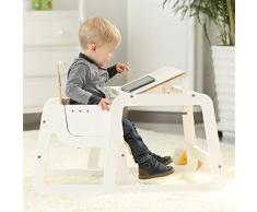 ZHAOYONGLI Chaise Haute Bébé Évolutive Siège Multifonctionnel En Bois Massif Créatif Forte Durable Longue durée de vie (Couleur : Blanc, taille : LARGE)