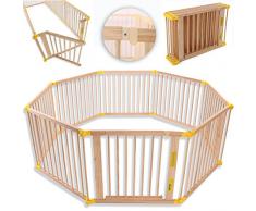 KIDUKU® Barrière de sécurité Parc bébé XXL 7,2 mètres, pliant, porte inclus, à 8 pièces, forme individuelle selon votre choix